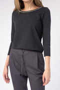 FABIANA FILIPPI Embellished Top in Carbon Grey