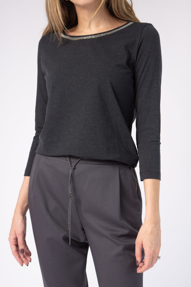 FABIANA FILIPPI Embellished Top in Carbon Grey