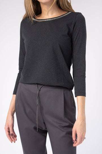 FABIANA FILIPPI Embellished Top in Carbon Grey