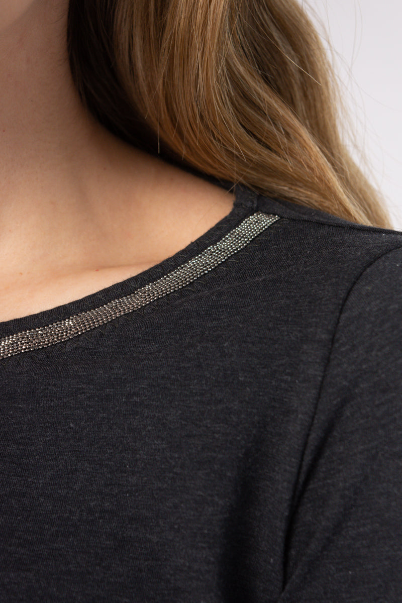 FABIANA FILIPPI Embellished Top in Carbon Grey