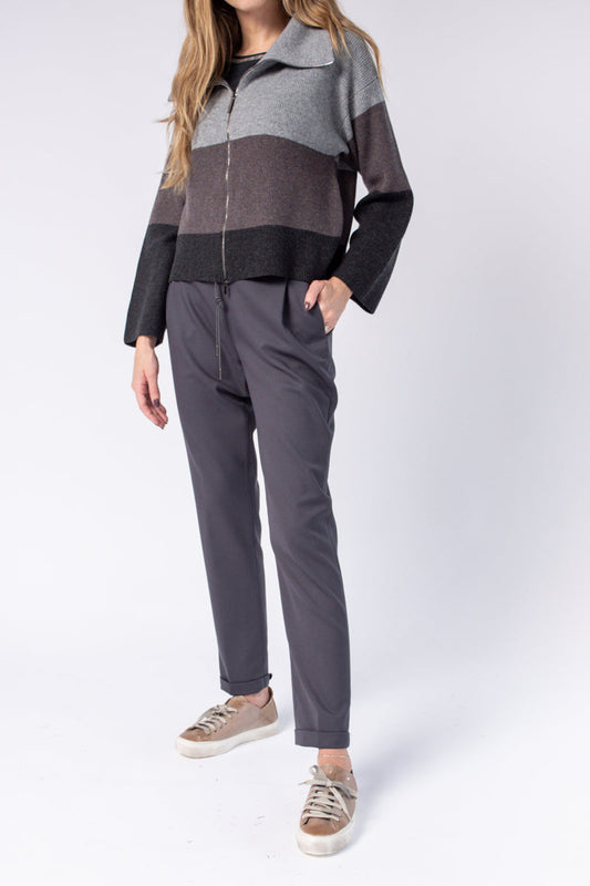 FABIANA FILIPPI Zip Up Cardigan in Color Block