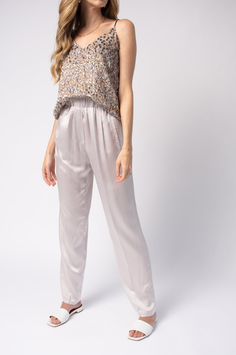 FORTE FORTE Cloquet Satin Silk Pant in Perla