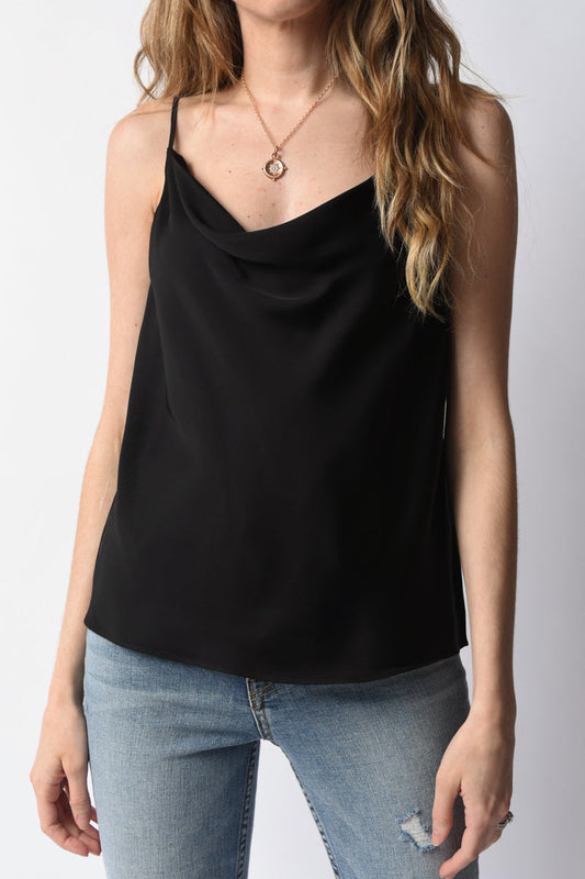 FRAME Cowl Neck Cami in Noir