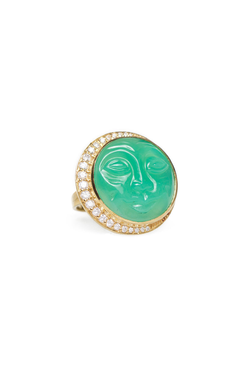 L.A. STEIN Chrysoprase Man in the Moon Ring