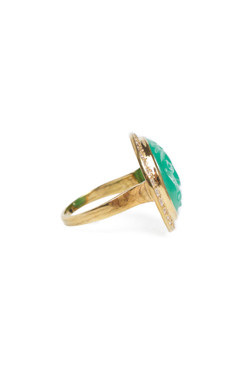L.A. STEIN Chrysoprase Man in the Moon Ring