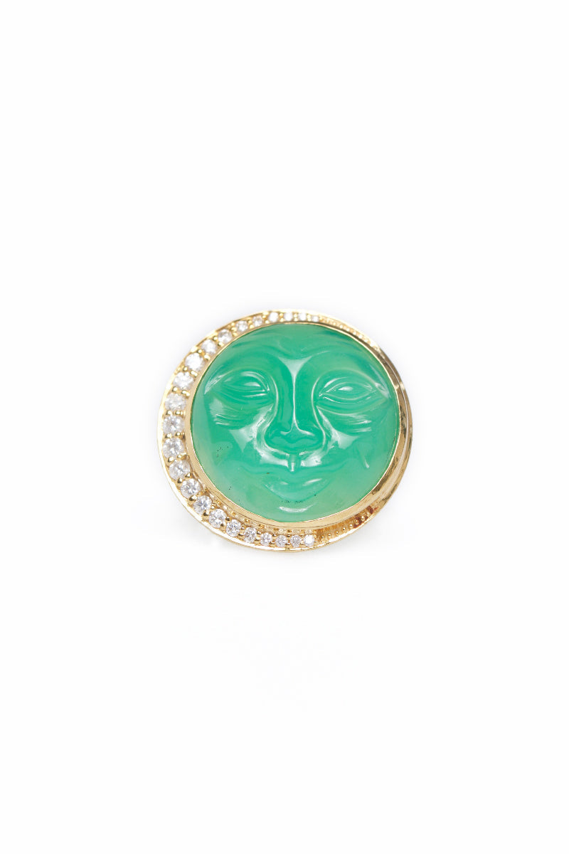 L.A. STEIN Chrysoprase Man in the Moon Ring