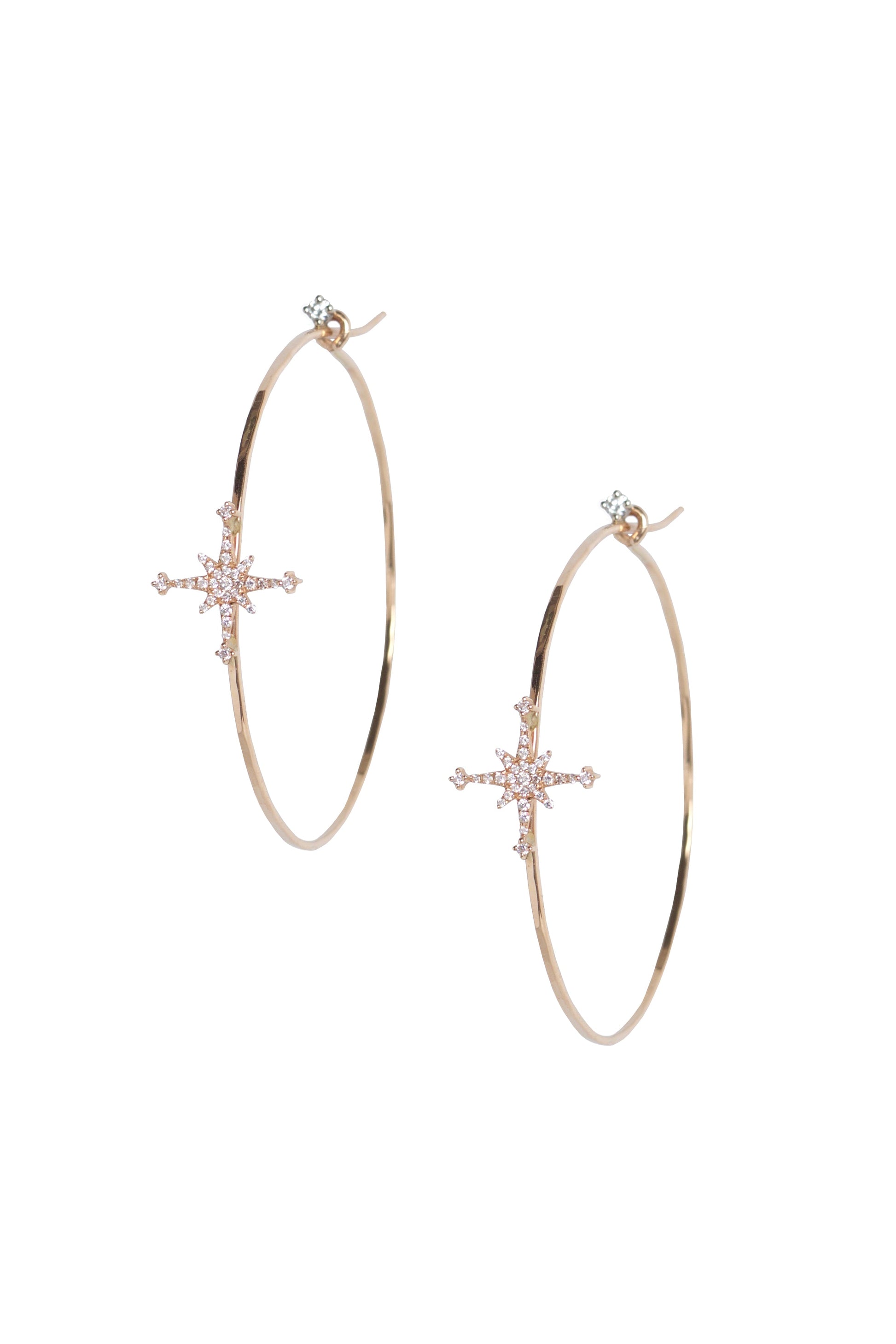 L.A. STEIN Diamond Stella Star Large Hoops Rose Gold