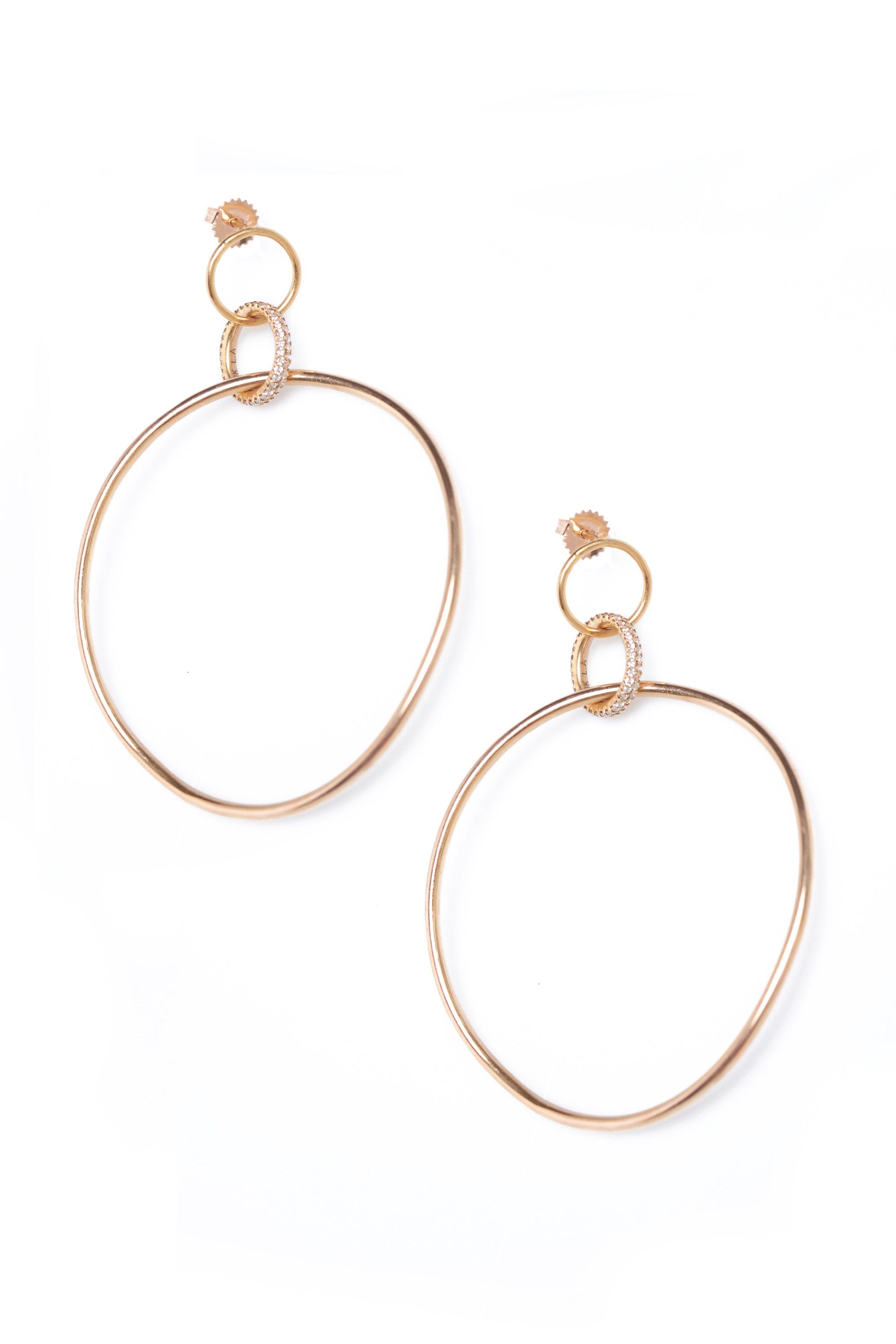 L.A. STEIN Diamond Twisted Large Trinity Hoops in Rose Gold