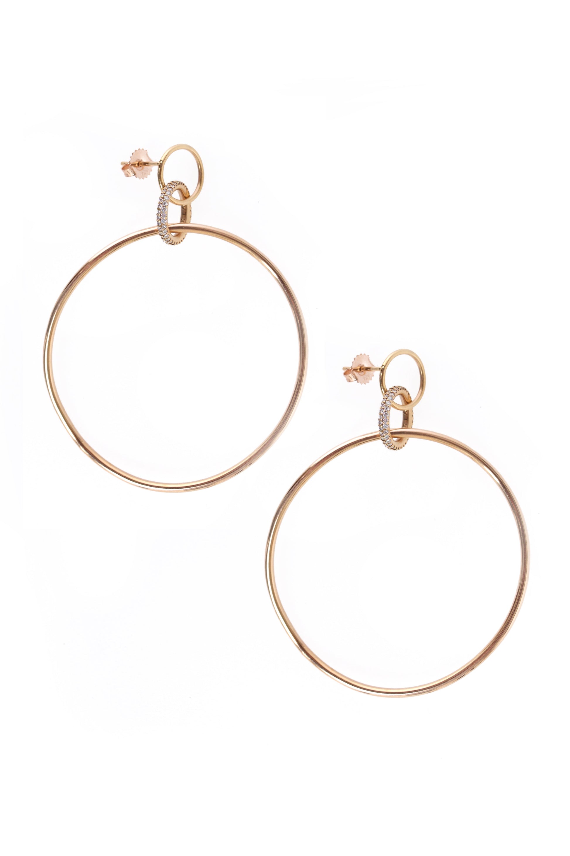 L.A. STEIN Diamond Twisted Large Trinity Hoops in Rose Gold
