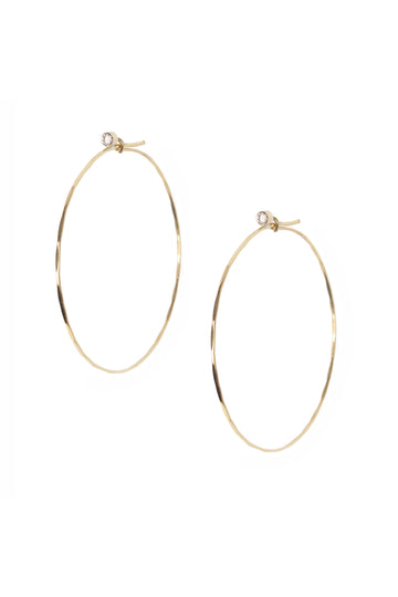 L.A. STEIN Diamond Studded Large Jessica Hoops in 18k Yellow Gold