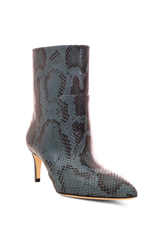 PARIS TEXAS Python Seamed Ankle Bootie in Blue Grey