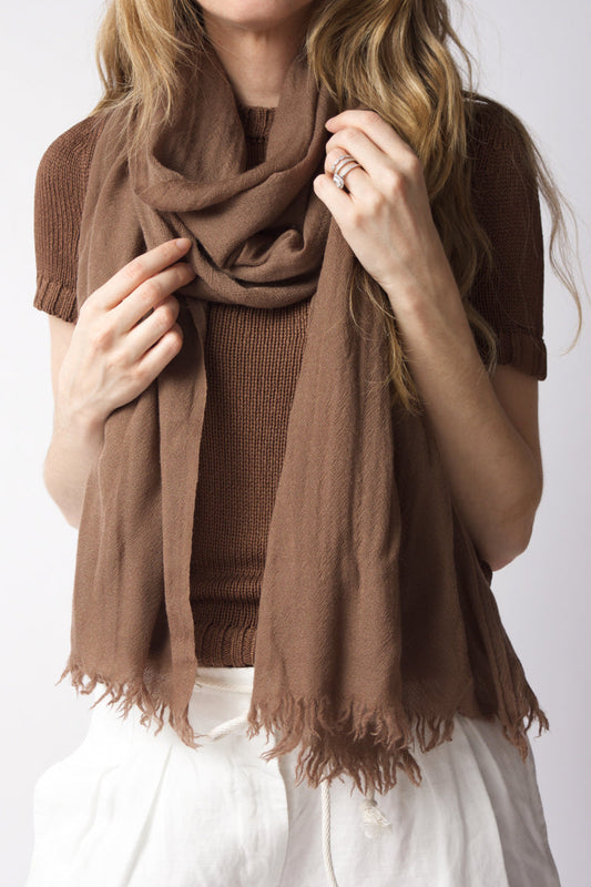 PRIVATE 0204 Open Cashmere Scarf in Cocoa