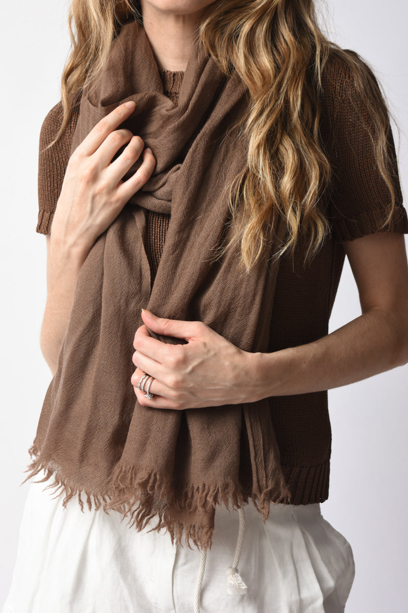 PRIVATE 0204 Open Cashmere Scarf in Cocoa