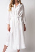 PRIVATE 0204 Silk Shirt Dress in White