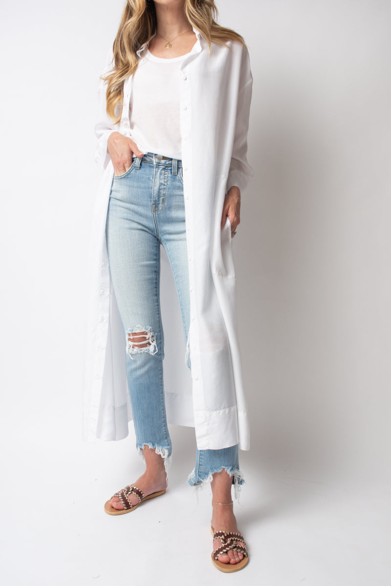 PRIVATE 0204 Silk Shirt Dress in White