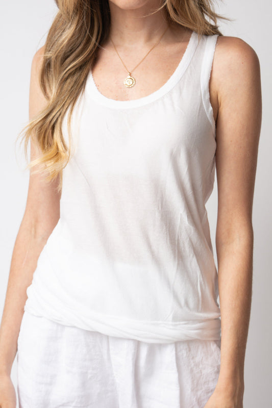 PRIVATE 0204 Ultra Fine Cotton Tank in White