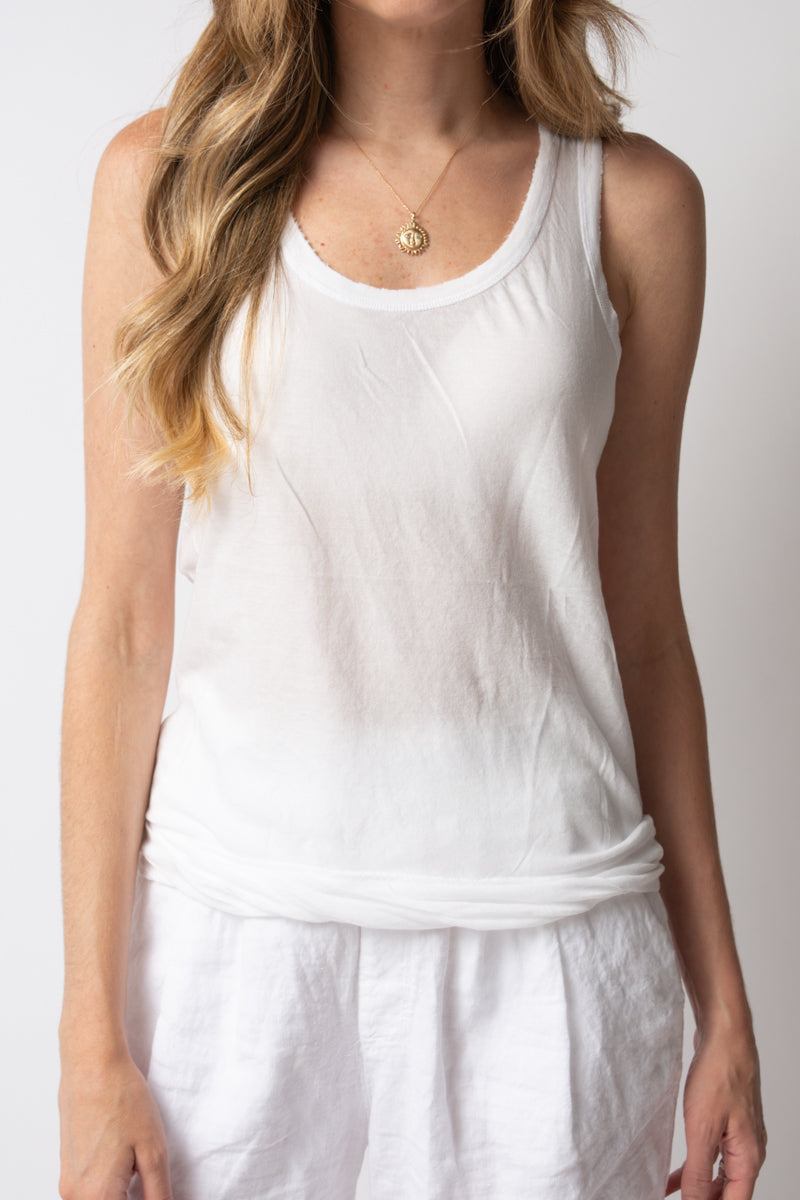 PRIVATE 0204 Ultra Fine Cotton Tank in White