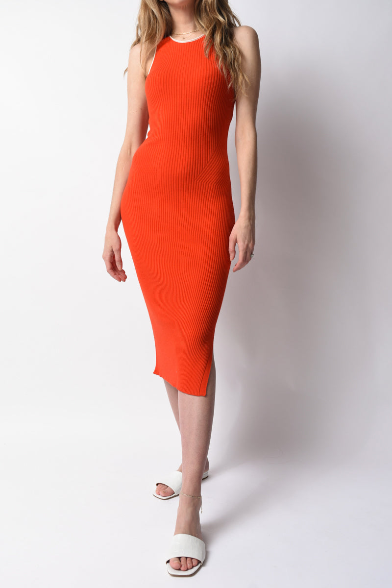RAG & BONE Kishi Seamless Tank Dress in Orange Flame