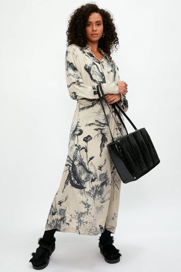 TANDEM Midi Dress in Sand Print