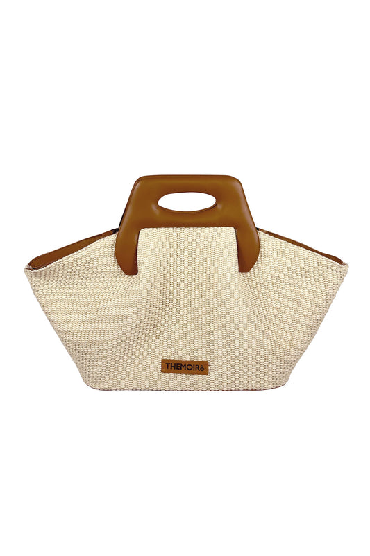 THEMOIRè Dhea Straw Tote Bag in Shell and Caramel