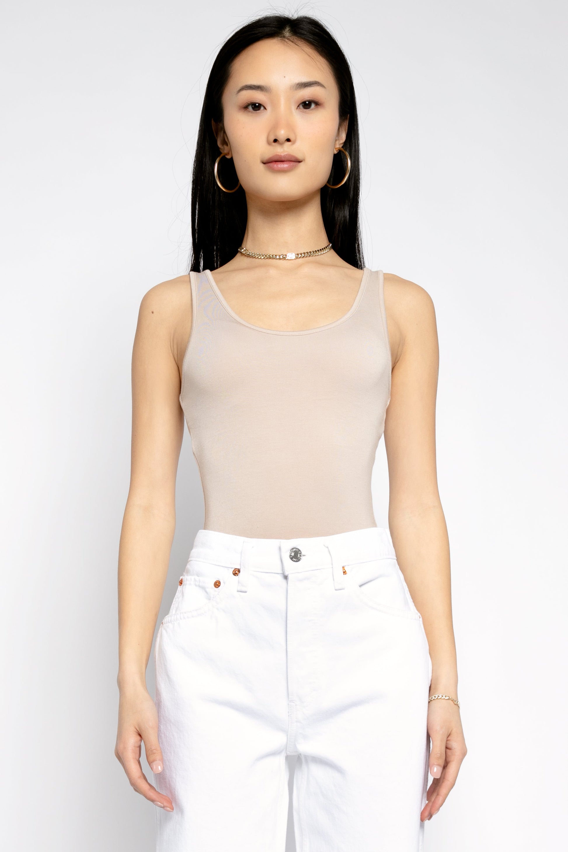 THE RANGE No Bra Club Tank in Saddle