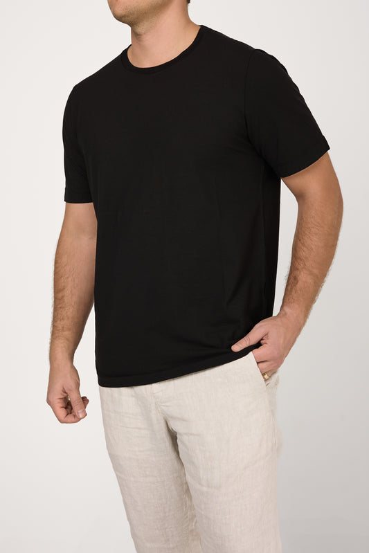 Cotton Crepe Jersey T-Shirt in Black