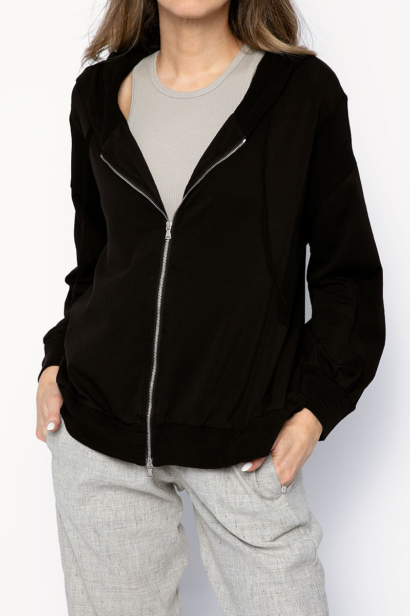 TRANSIT Hoodie Jacket in Black