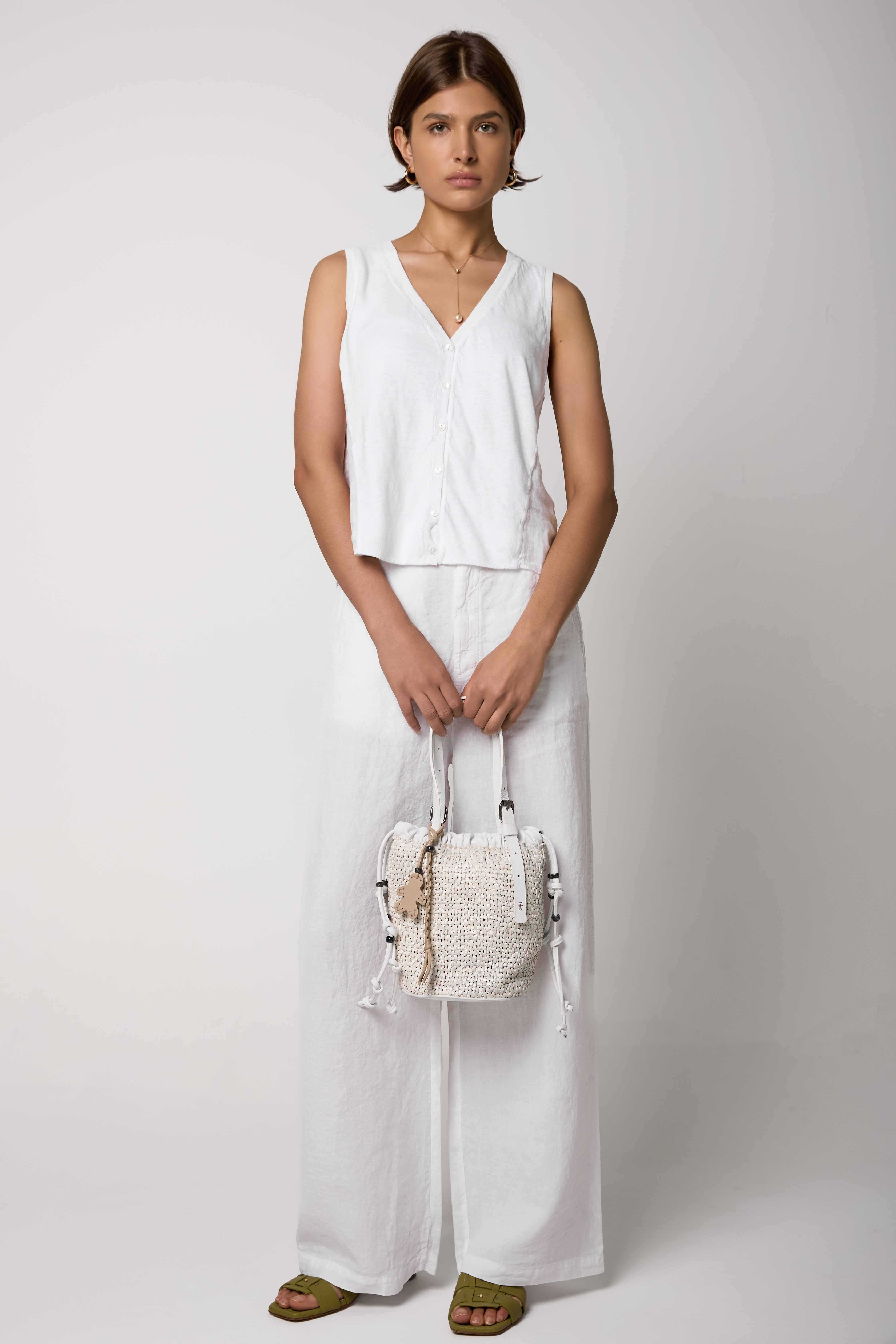 Linen Jersey Vest in White