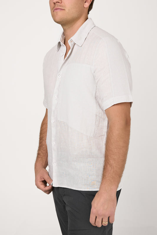 Short Sleeve Linen Shirt in Ice