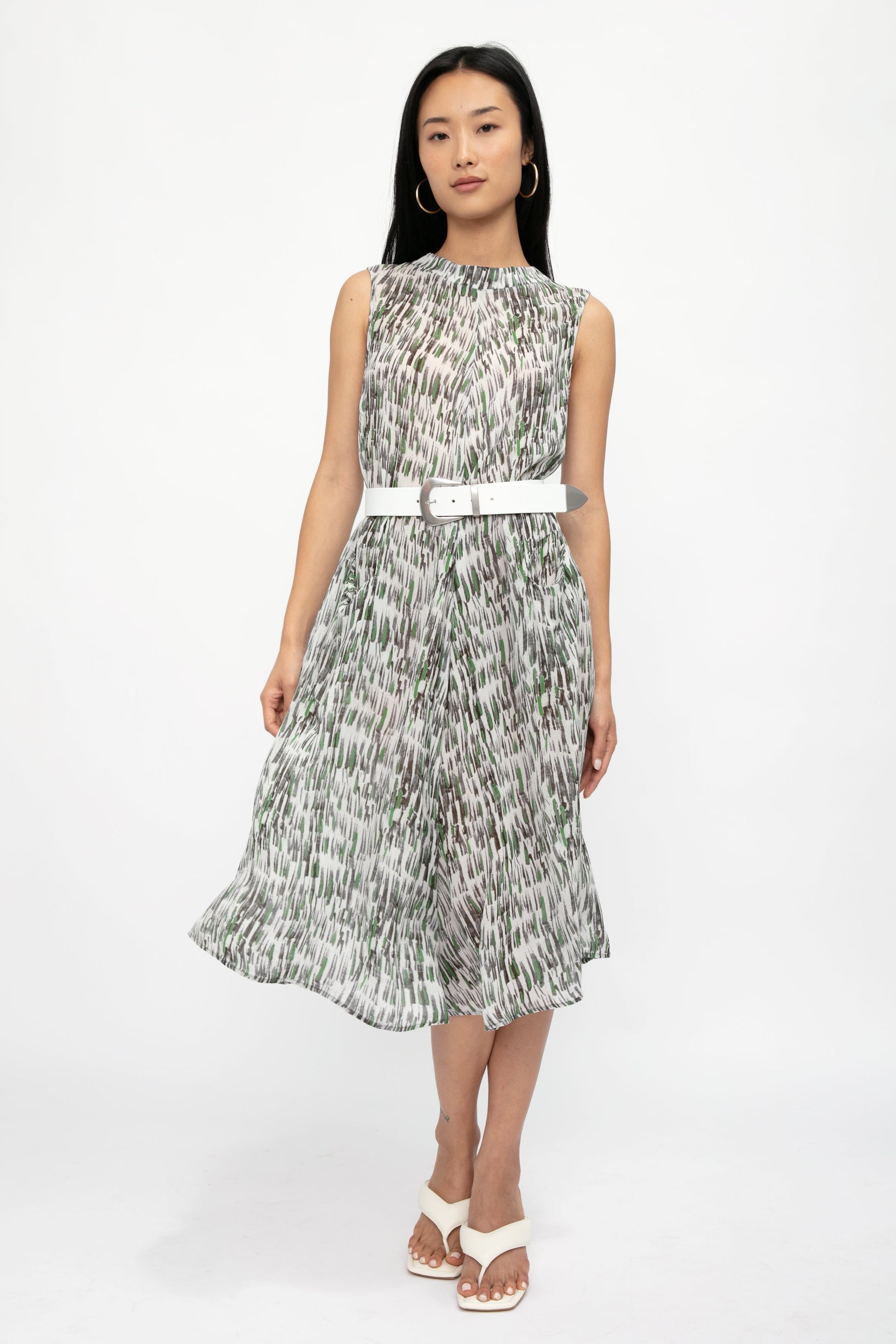 TRANSIT Sleeveless Swing Dress in Grey Multi