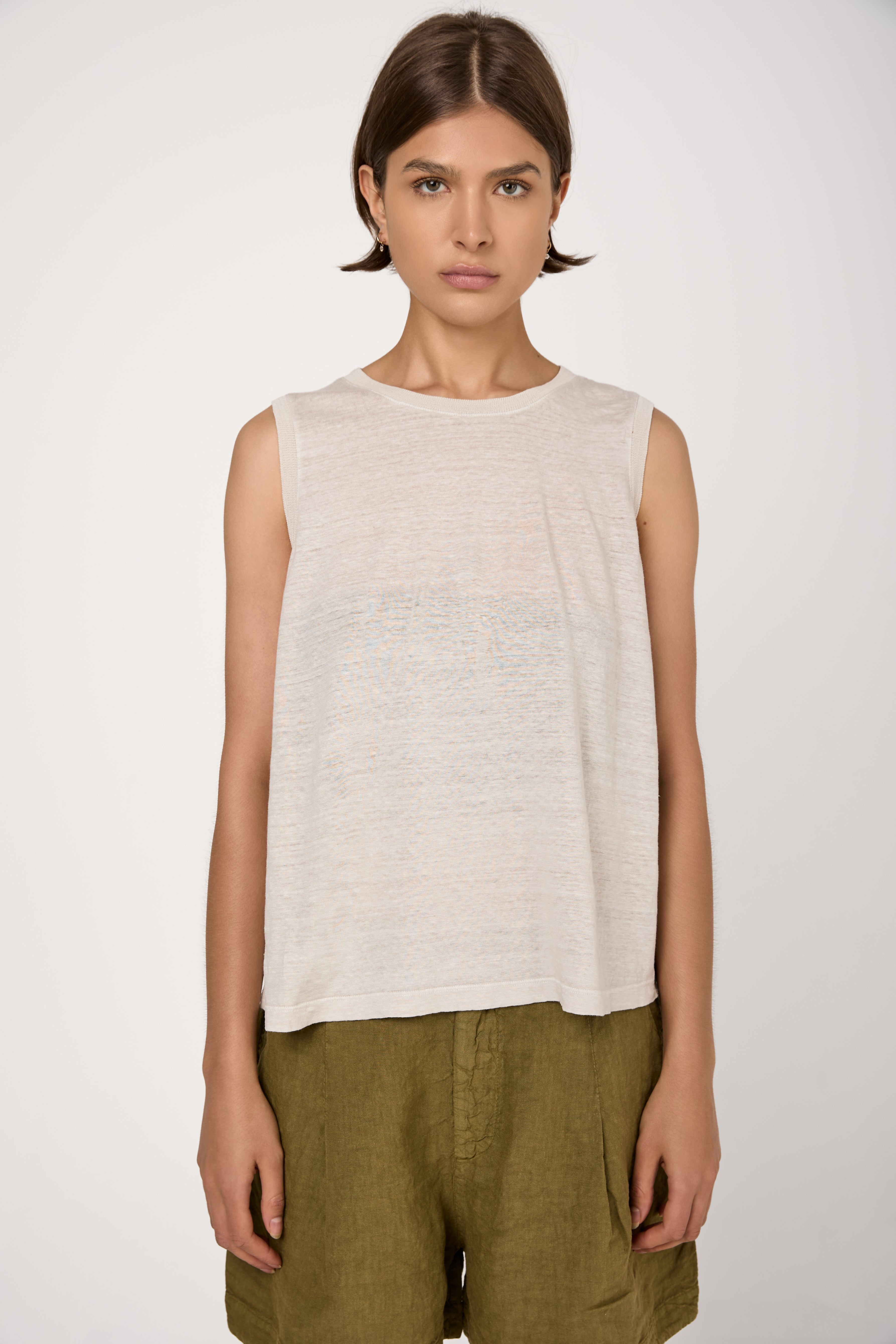 Viscose Linen Tank Top in Sand
