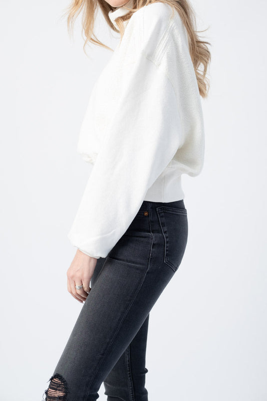 TWENTY Sunnyside Mock Neck Top in Ivory