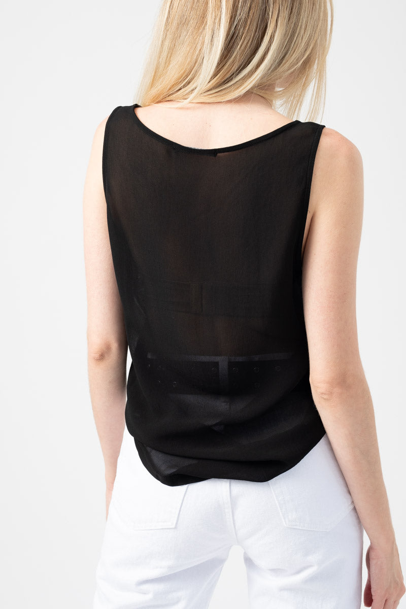 TANDEM Linen Viscose Tank in Black