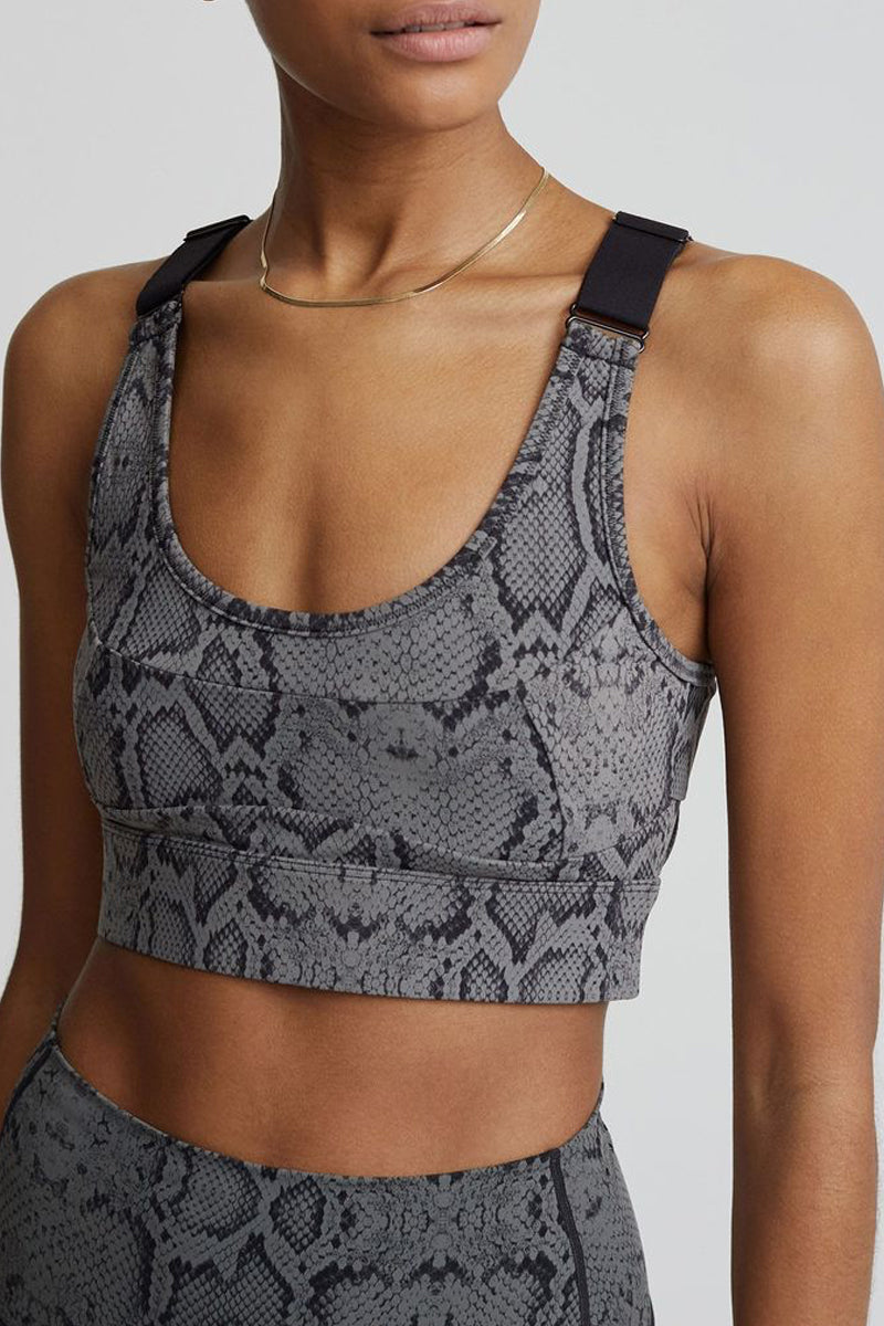 VARLEY Let's Go Edris Bra in Olive Snake