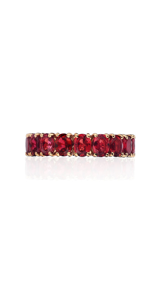 VELINA Red Sapphire Eternity Ring in 18k Yellow Gold