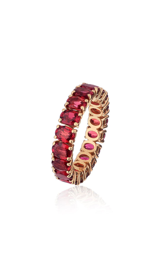 VELINA Red Sapphire Eternity Ring in 18k Yellow Gold