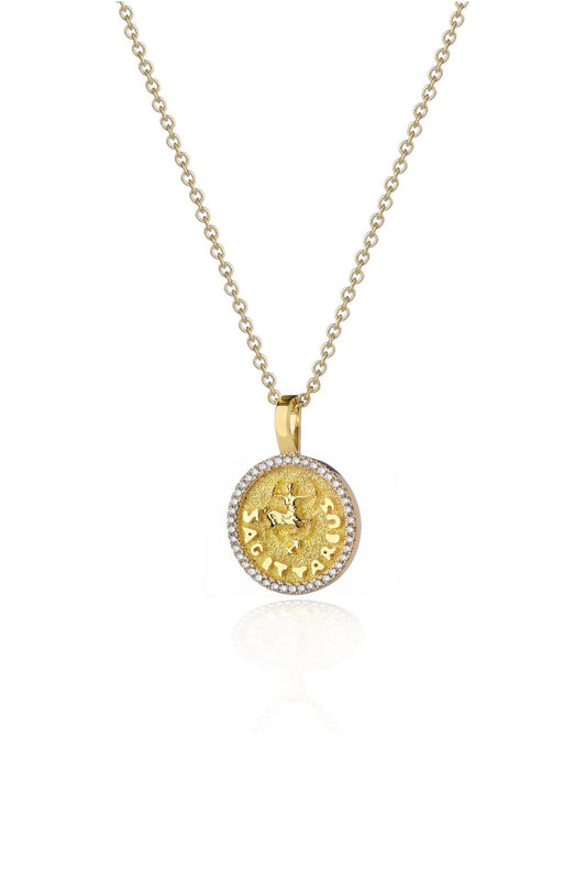 VELINA Diamond Zodiac Pendant in 18k Yellow Gold Sagittarius