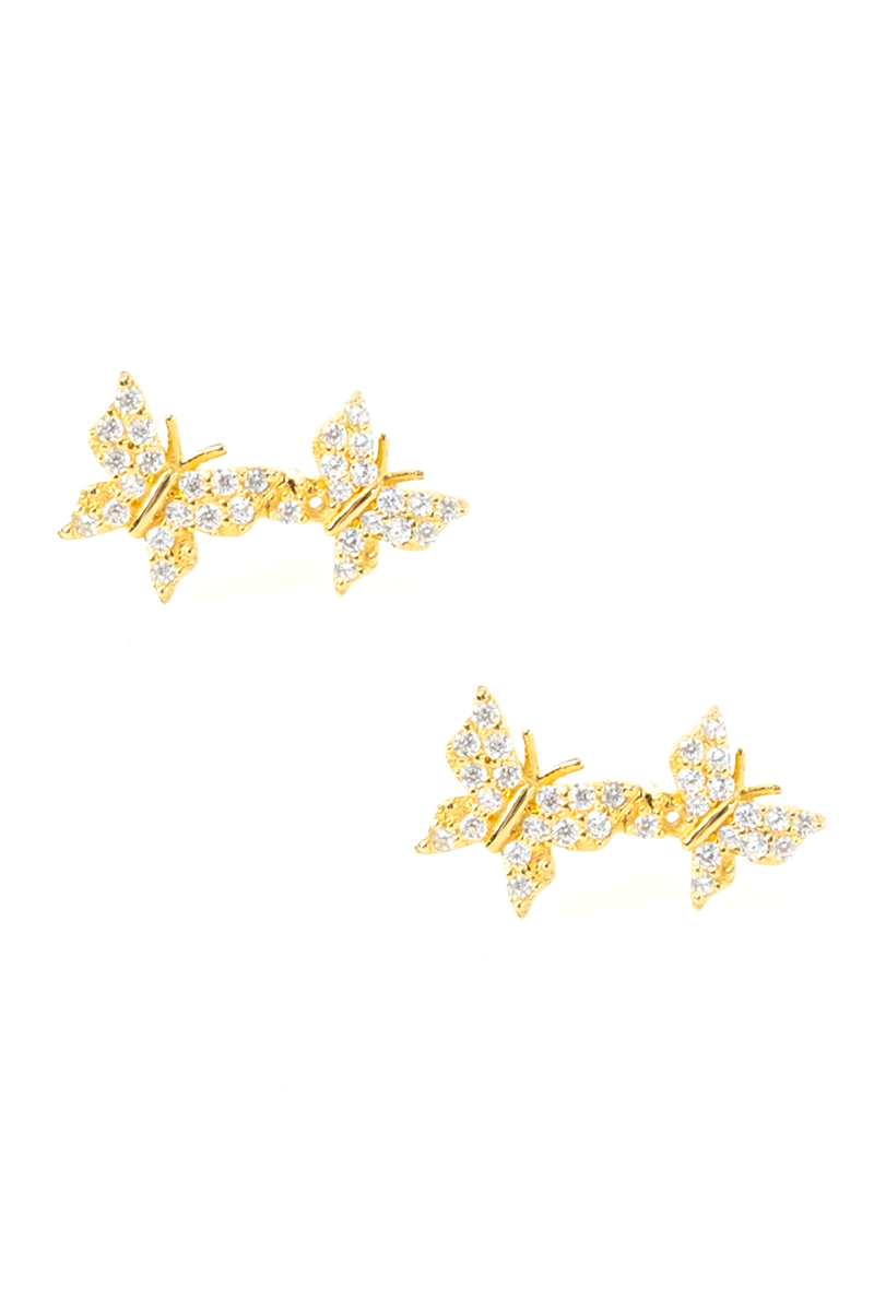 VELINA 925 Gold Filled CZ Crystal Pavé Butterfly Earrings