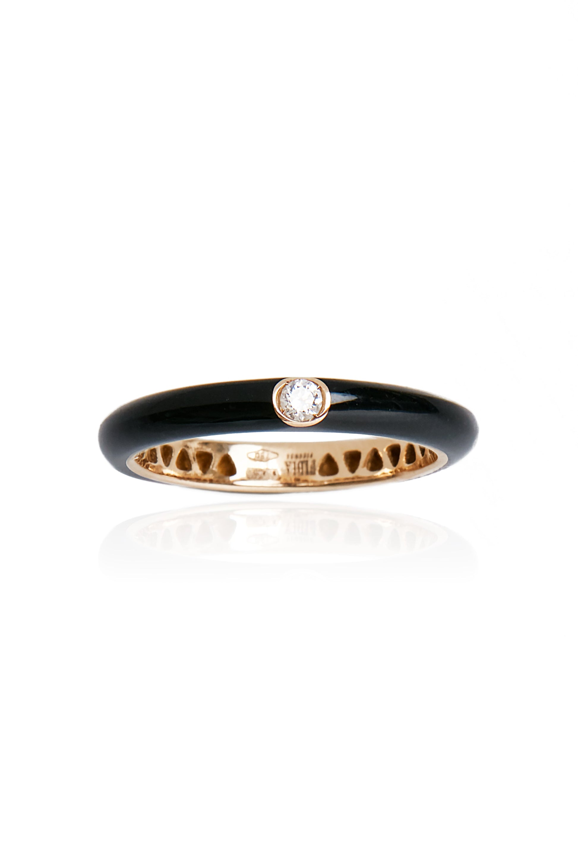 VELINA Enamel Diamond Studded Ring in Black
