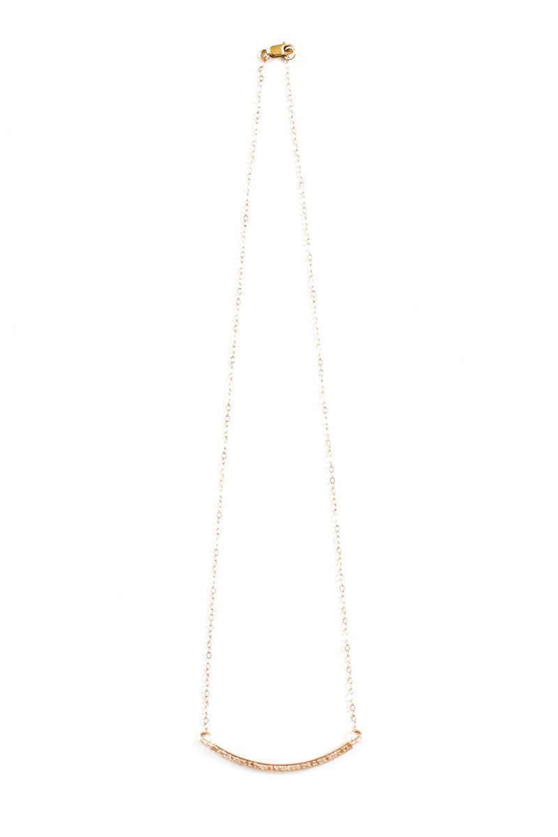 VELINA Pavé Diamond Bar Rose Gold Filled Necklace