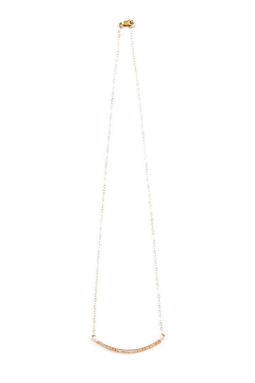 VELINA Pavé Diamond Bar Rose Gold Filled Necklace
