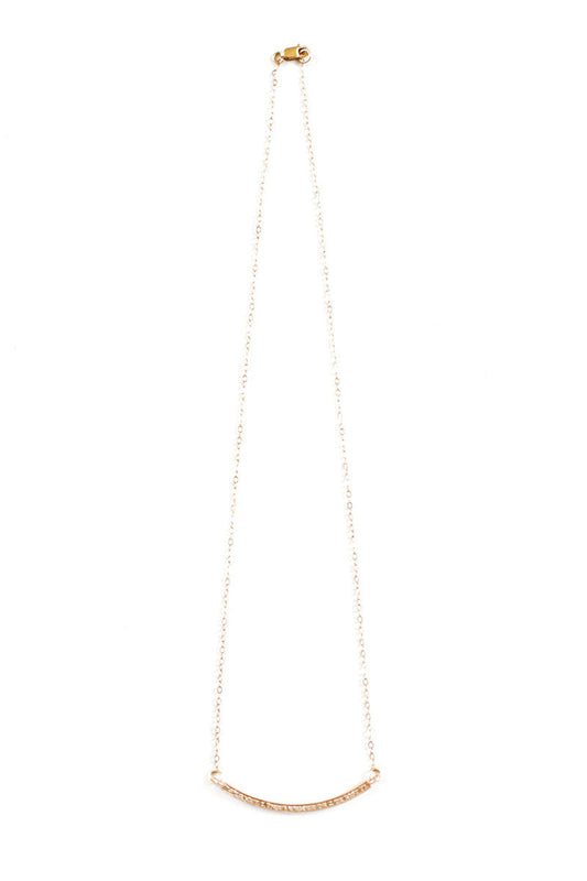VELINA Pavé Diamond Bar Rose Gold Filled Necklace