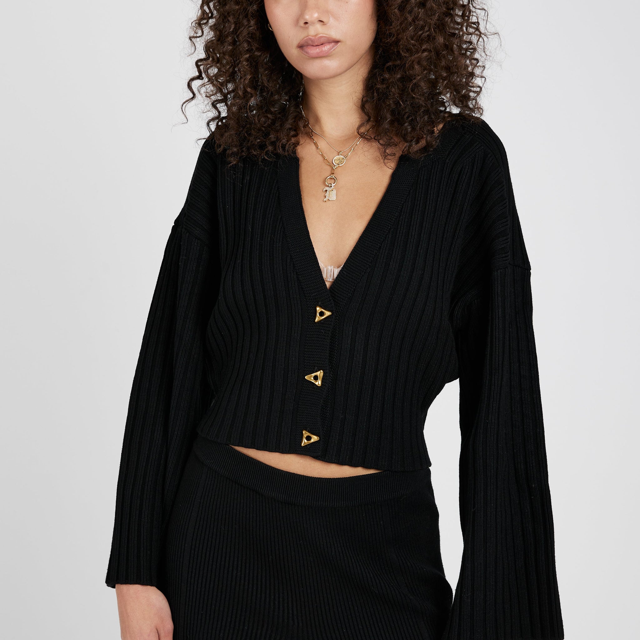 AERON Morrow Cropped Cardigan in Black