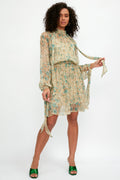 ALESSIA ZAMATTIO Dalia Silk Mini Dress in Acqua Floral Print