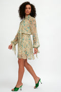 ALESSIA ZAMATTIO Dalia Silk Mini Dress in Acqua Floral Print