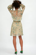 ALESSIA ZAMATTIO Dalia Silk Mini Dress in Acqua Floral Print