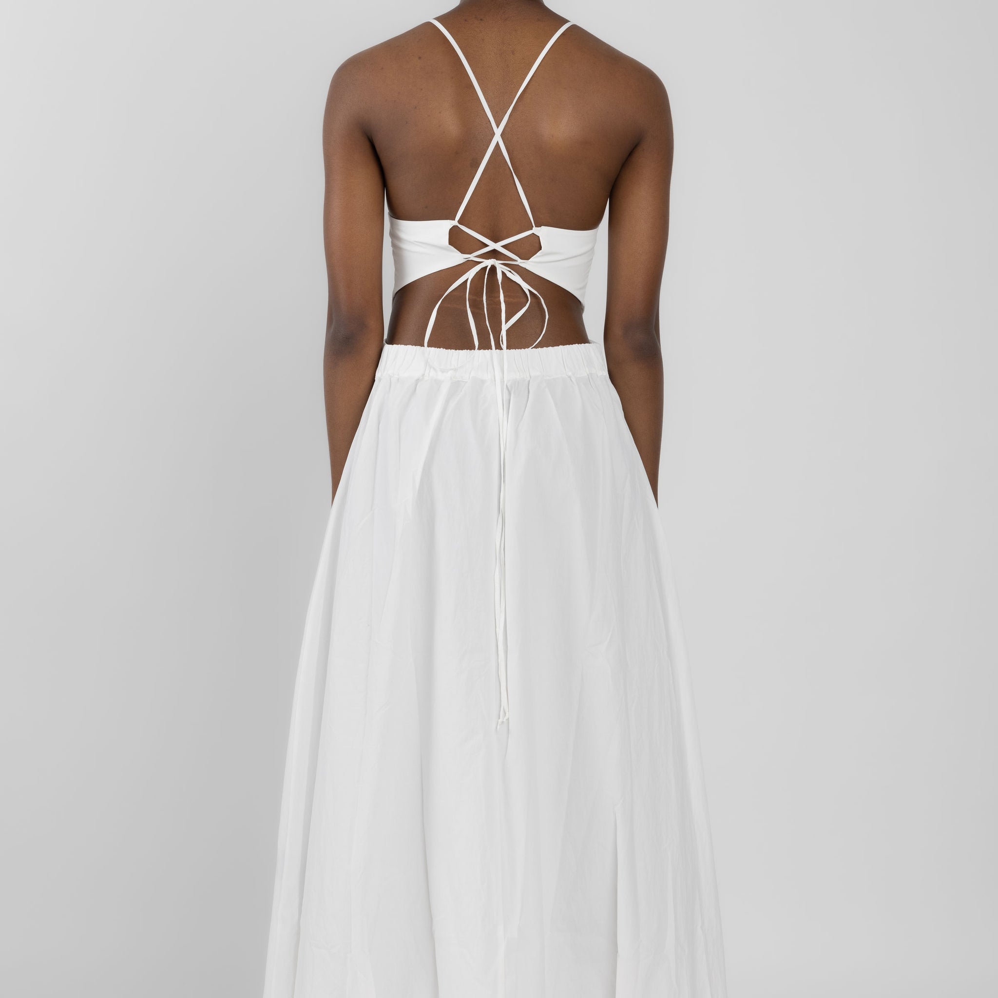 Long Open-Back Dress in White