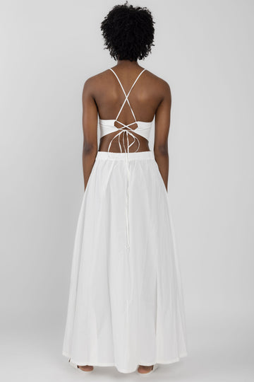Long Open-Back Dress in White