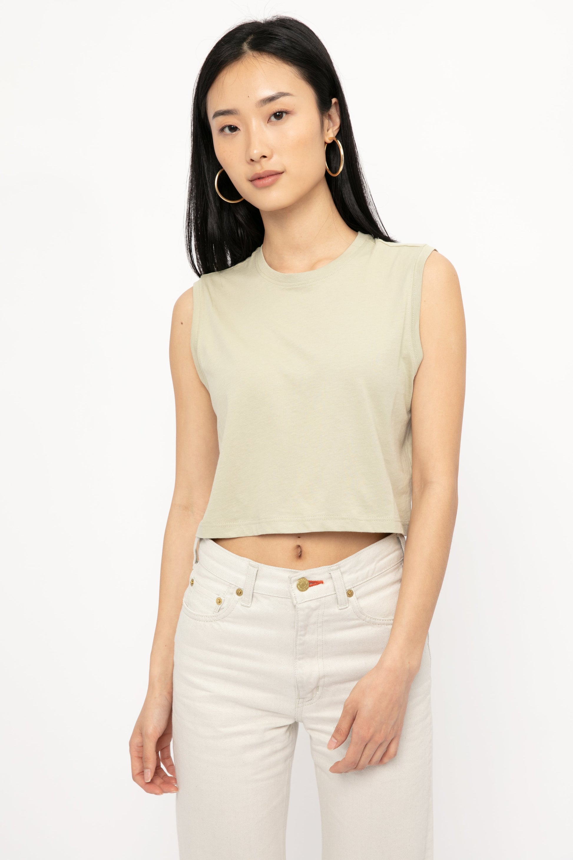 ATM Classic Cropped Boy Tee in Faded Moss
