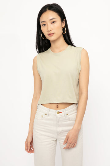 ATM Classic Cropped Boy Tee in Faded Moss
